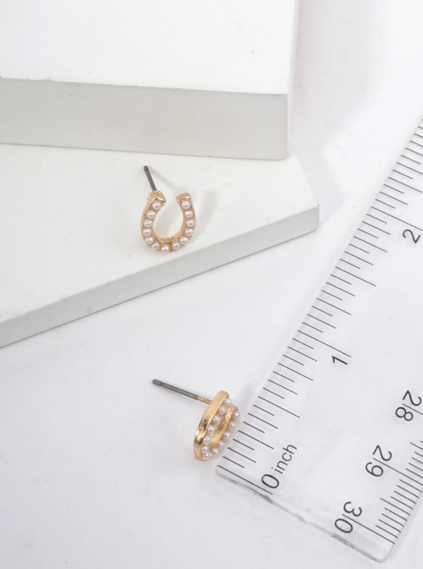Horseshoe Crystal Pave Stud Earrings