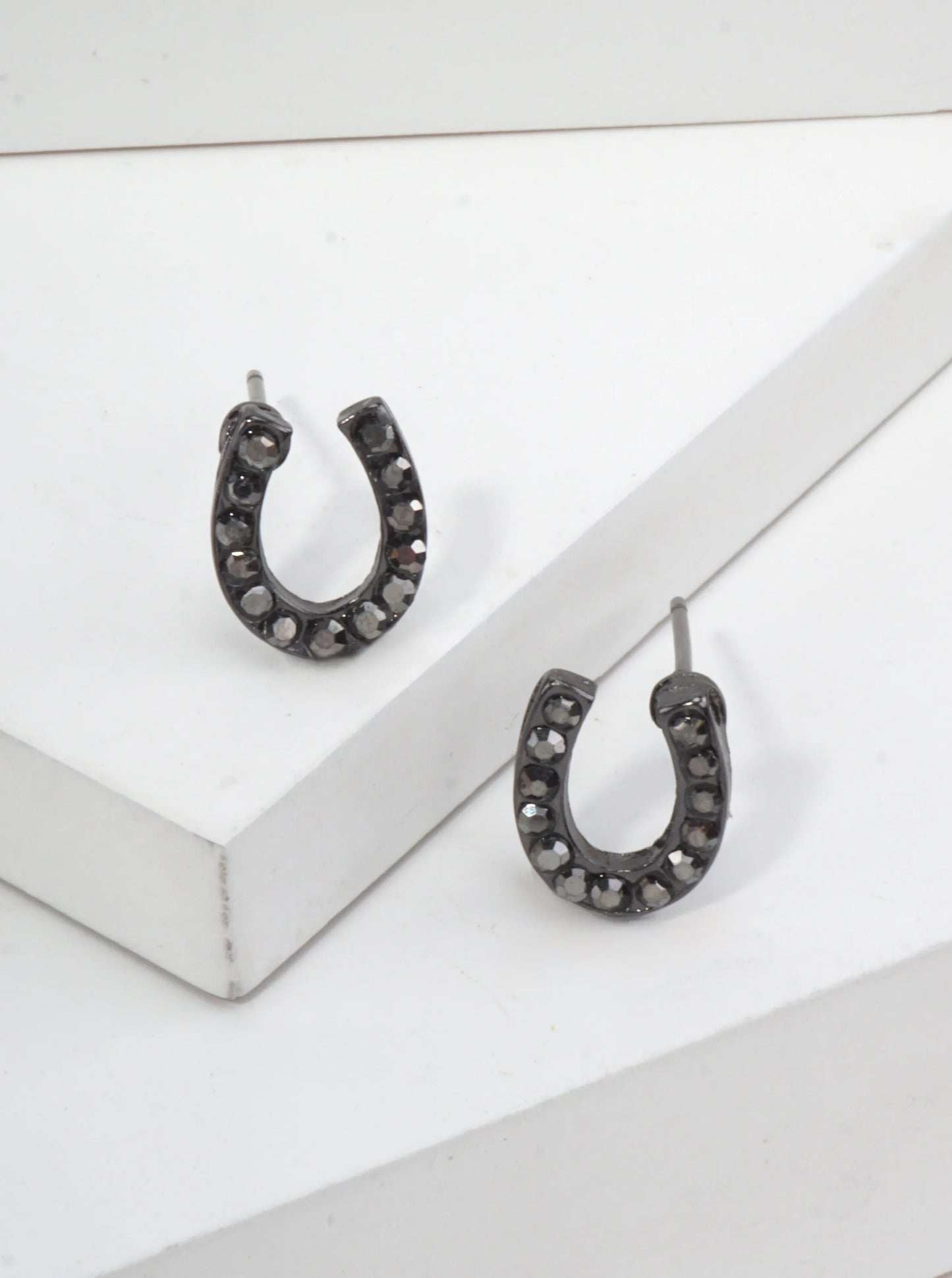 Horseshoe Crystal Pave Stud Earrings