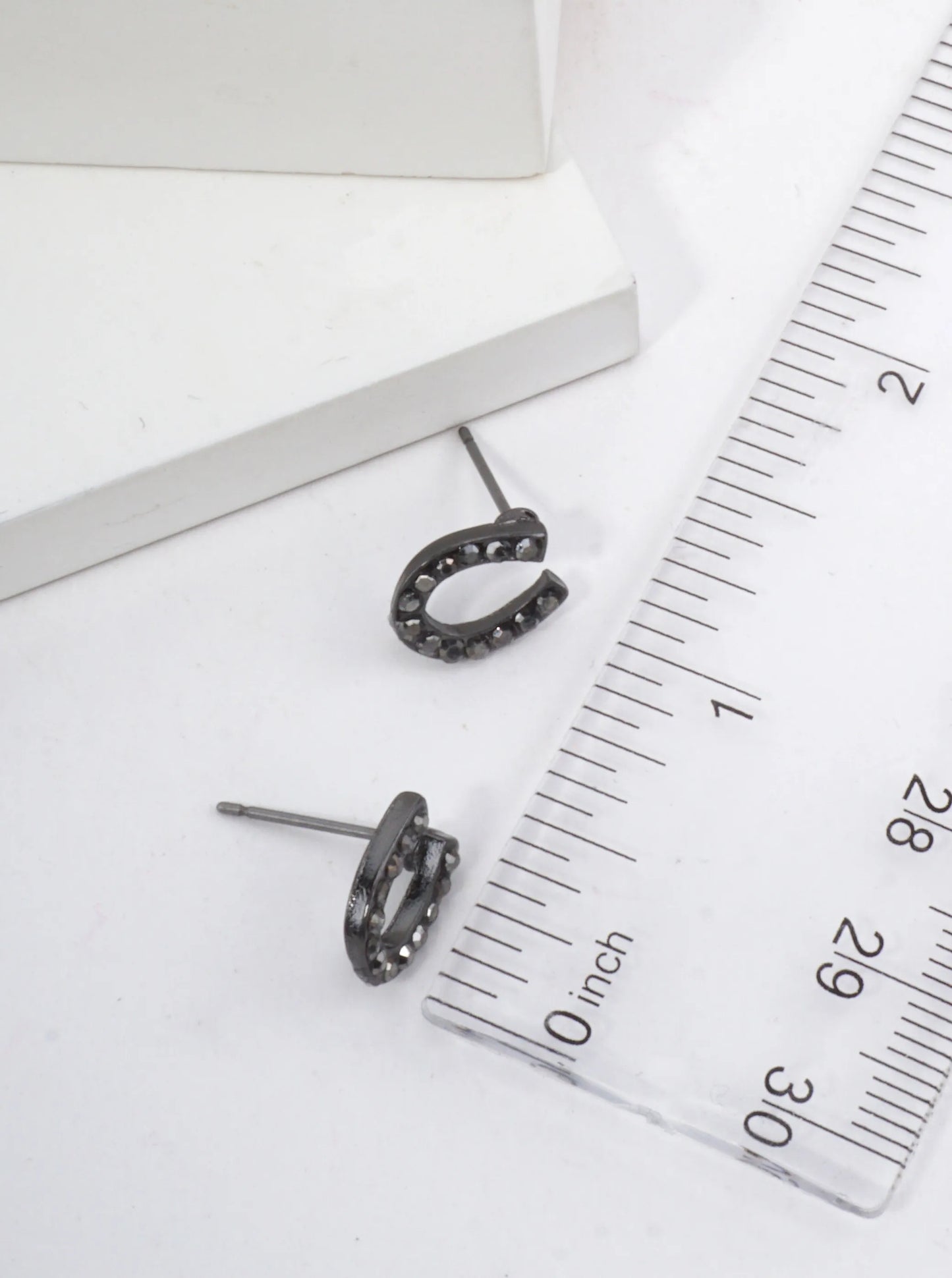 Horseshoe Crystal Pave Stud Earrings