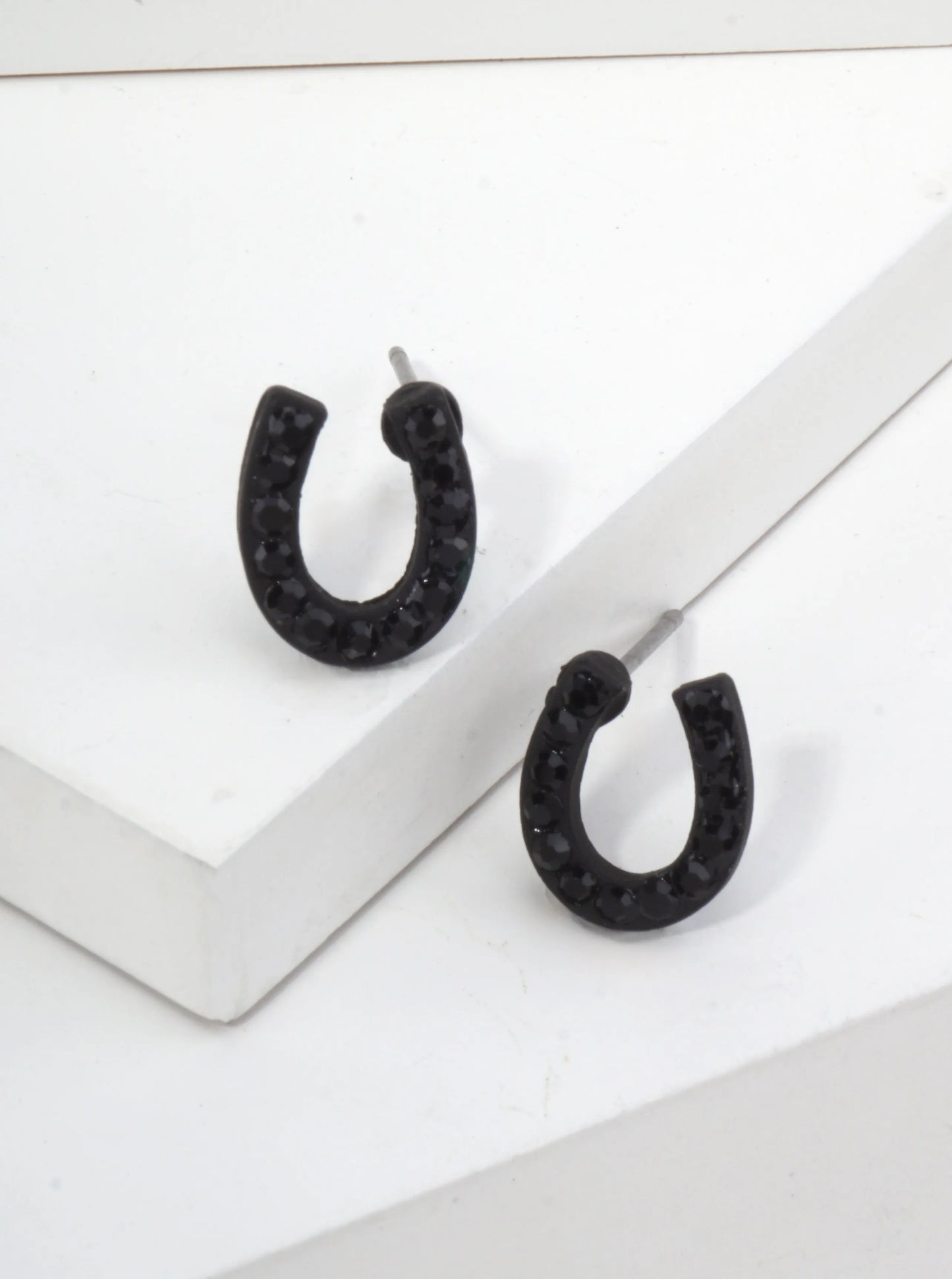 Horseshoe Crystal Pave Stud Earrings