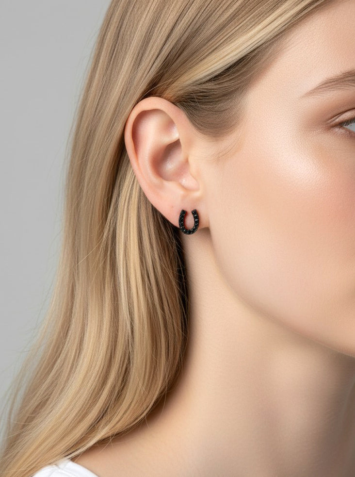 Horseshoe Crystal Pave Stud Earrings