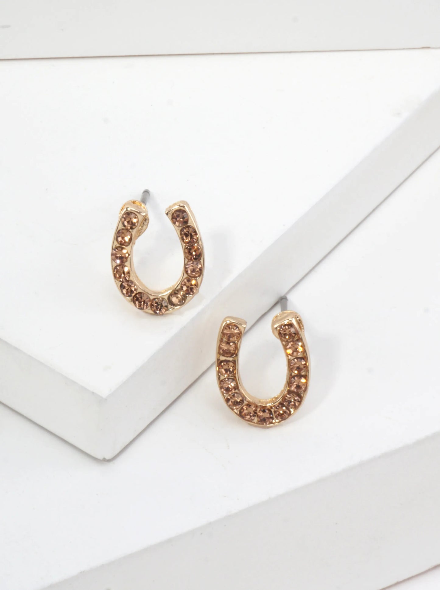 Horseshoe Crystal Pave Stud Earrings