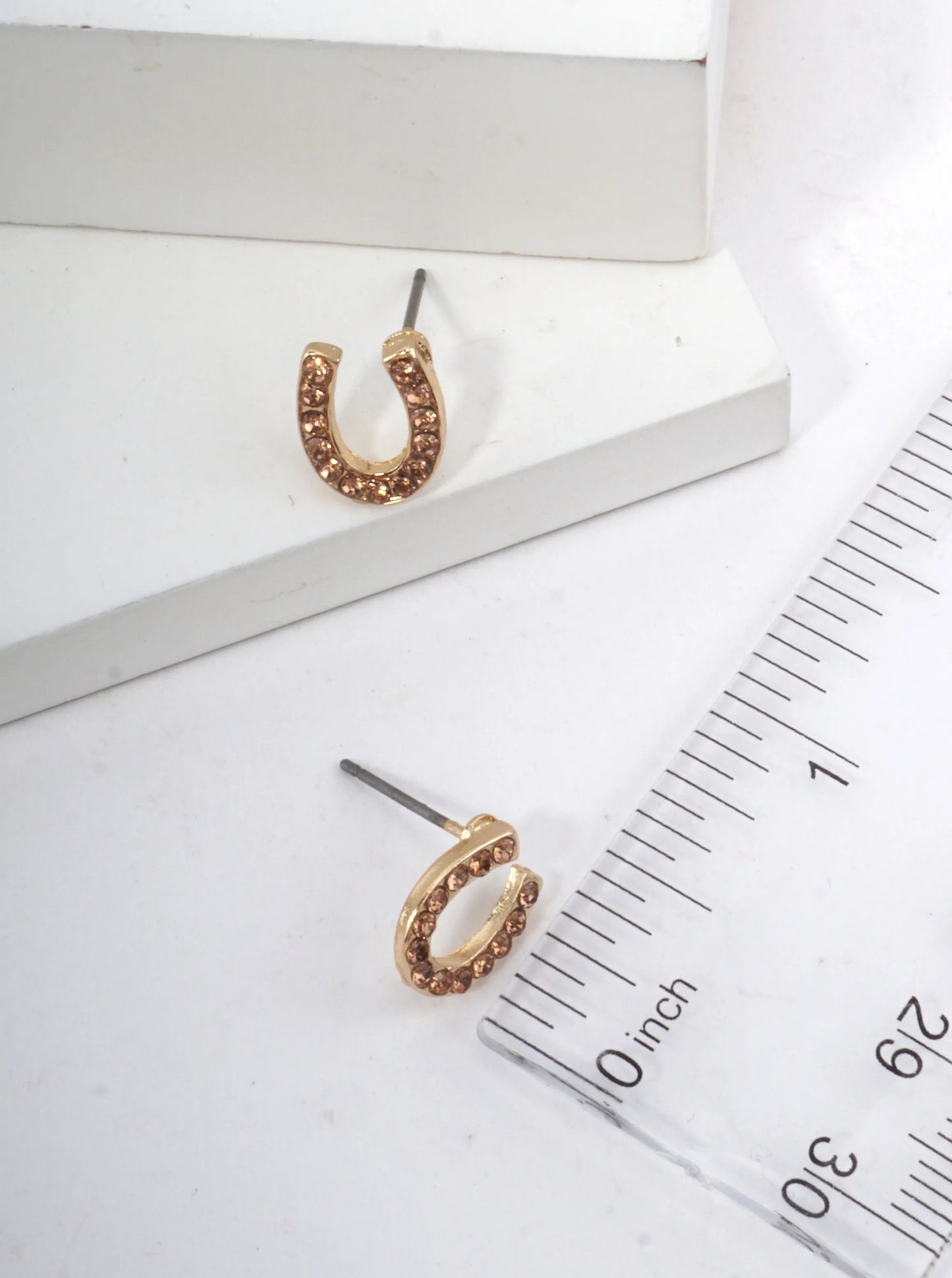 Horseshoe Crystal Pave Stud Earrings