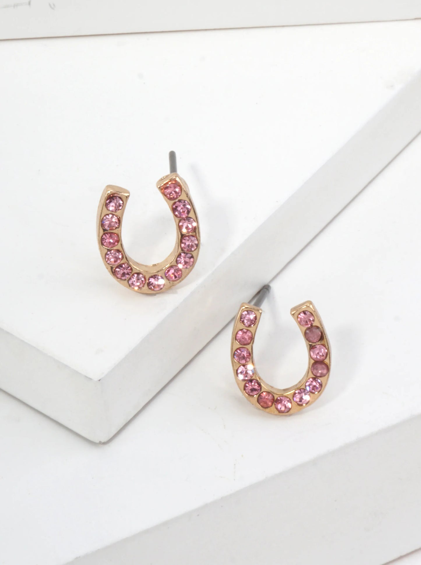 Horseshoe Crystal Pave Stud Earrings