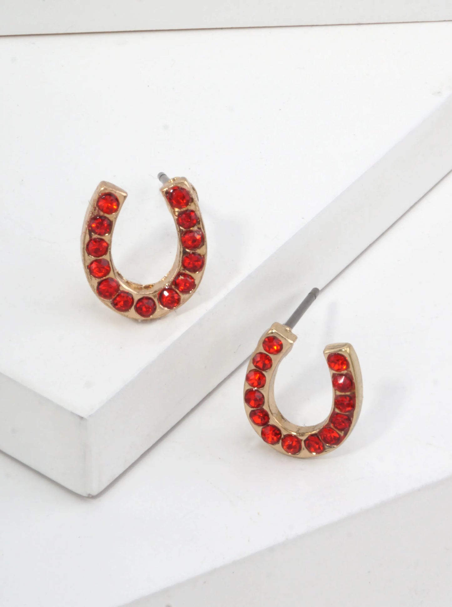 Horseshoe Crystal Pave Stud Earrings