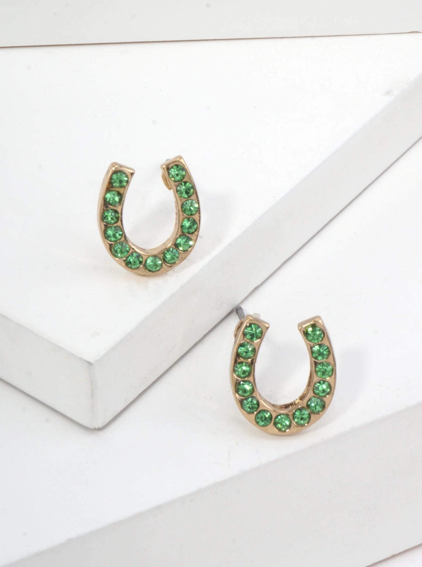 Horseshoe Crystal Pave Stud Earrings