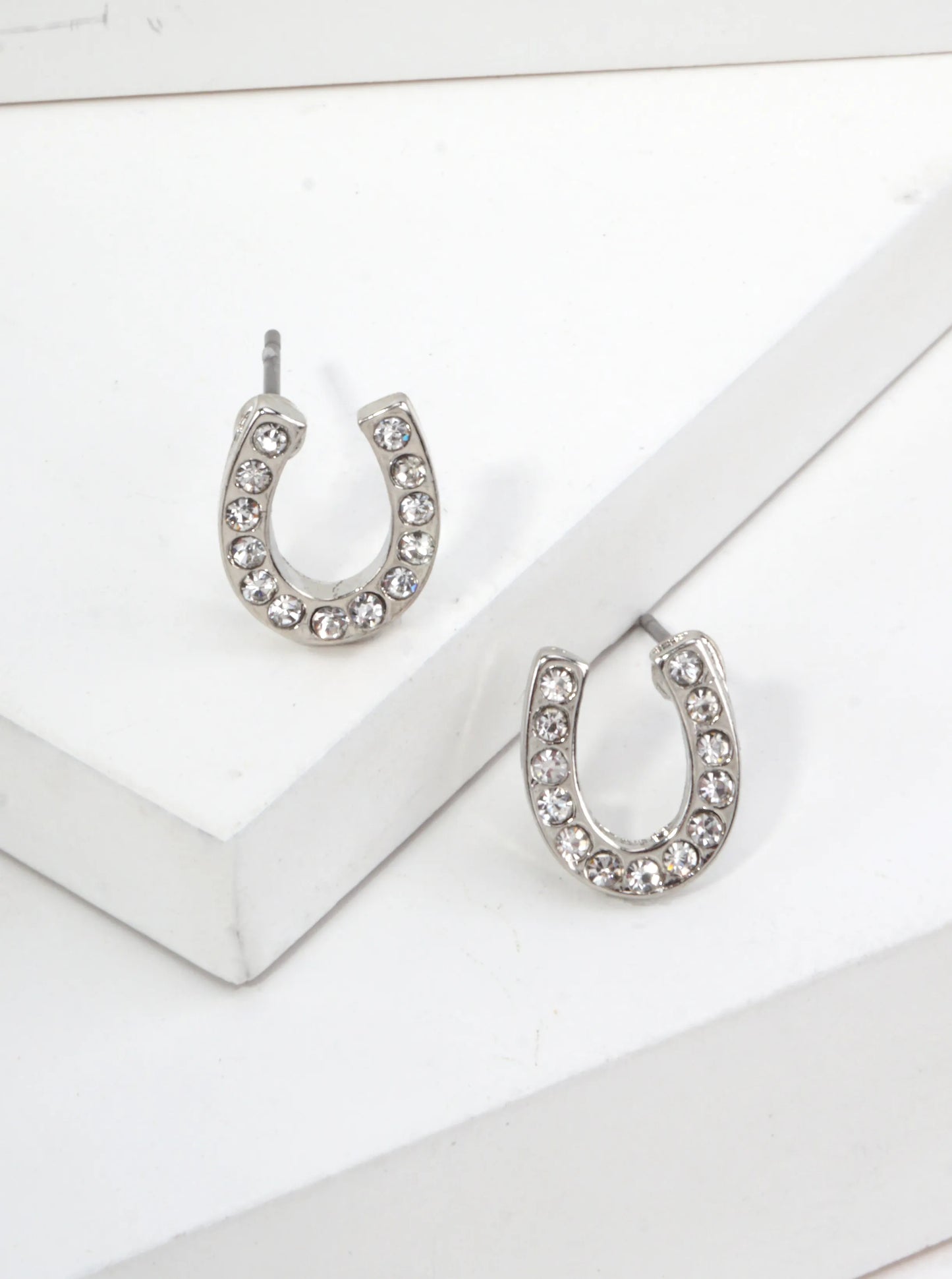 Horseshoe Crystal Pave Stud Earrings