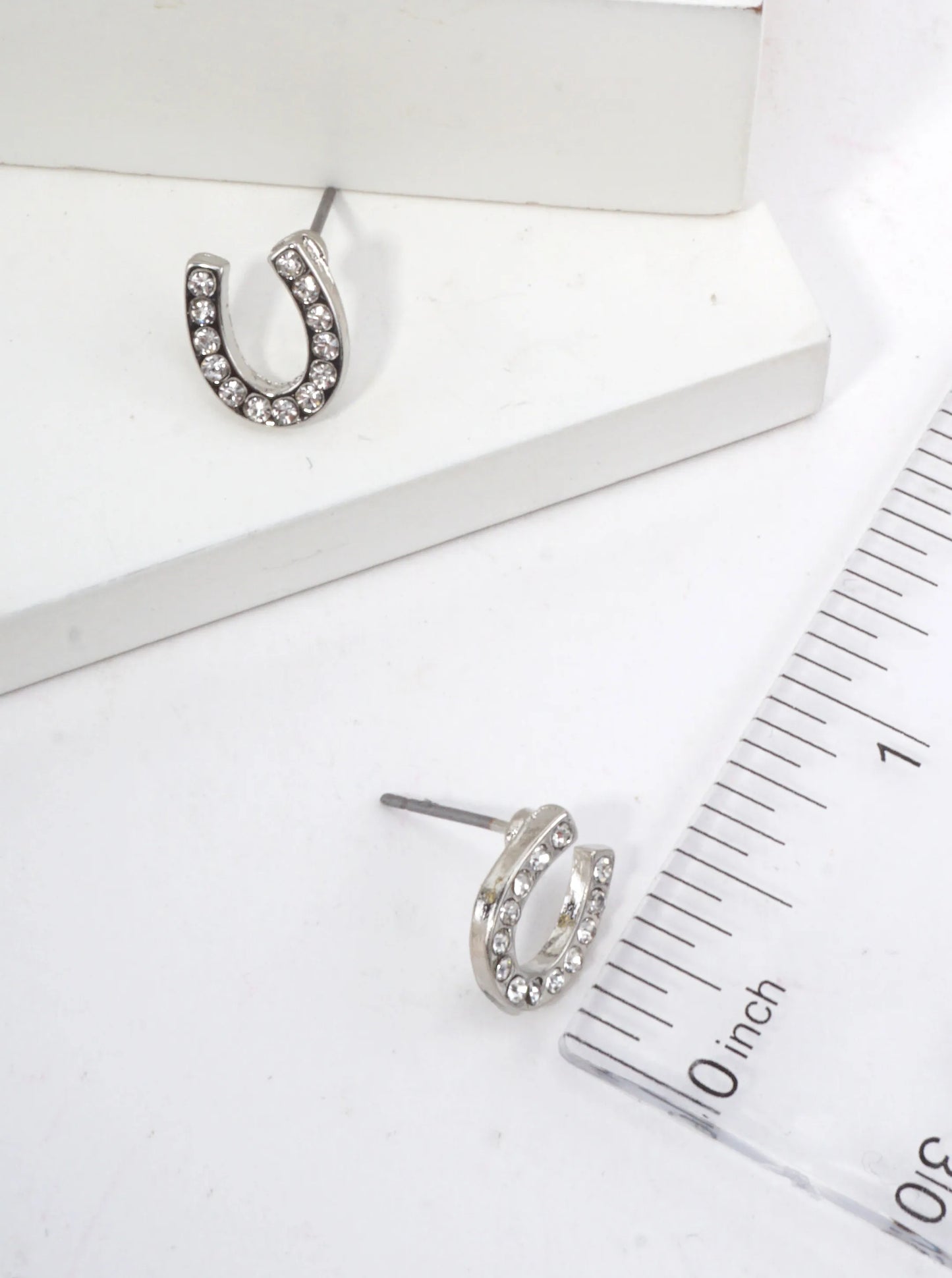 Horseshoe Crystal Pave Stud Earrings