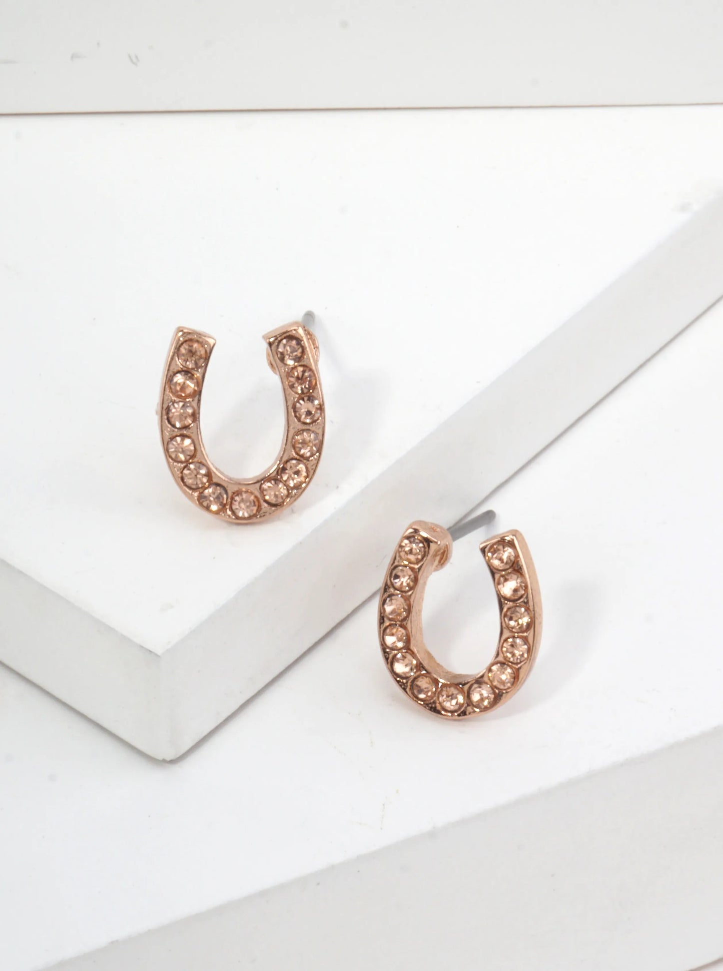 Horseshoe Crystal Pave Stud Earrings