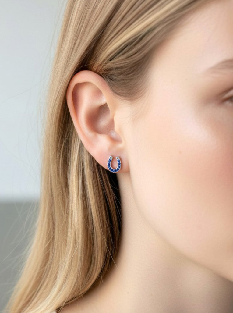 Horseshoe Crystal Pave Stud Earrings