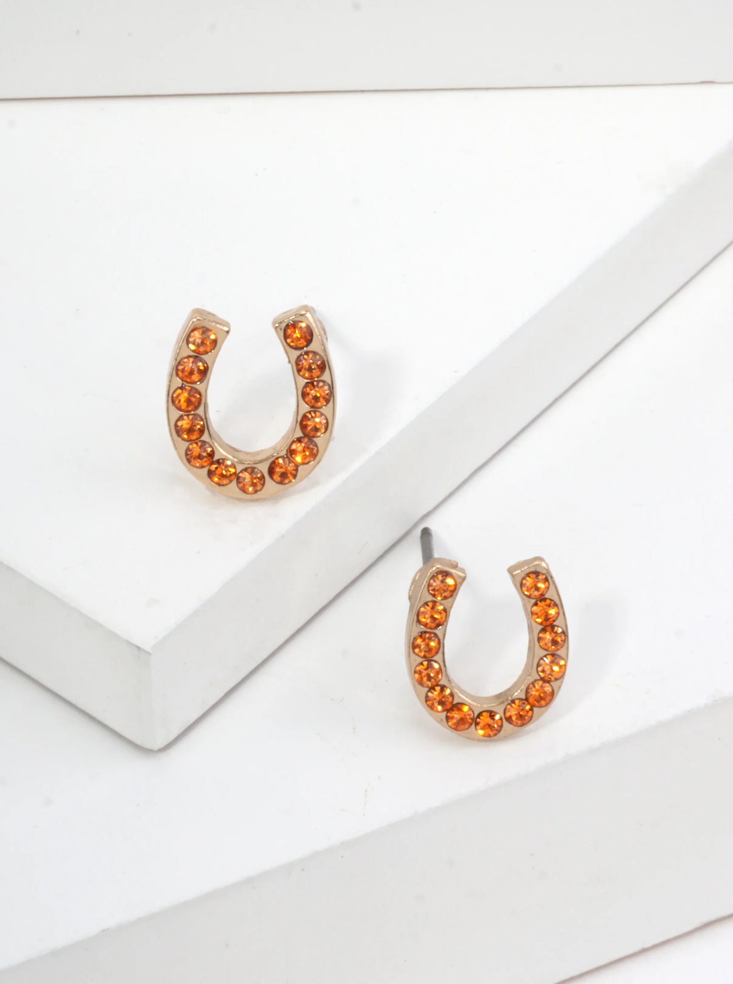 Horseshoe Crystal Pave Stud Earrings