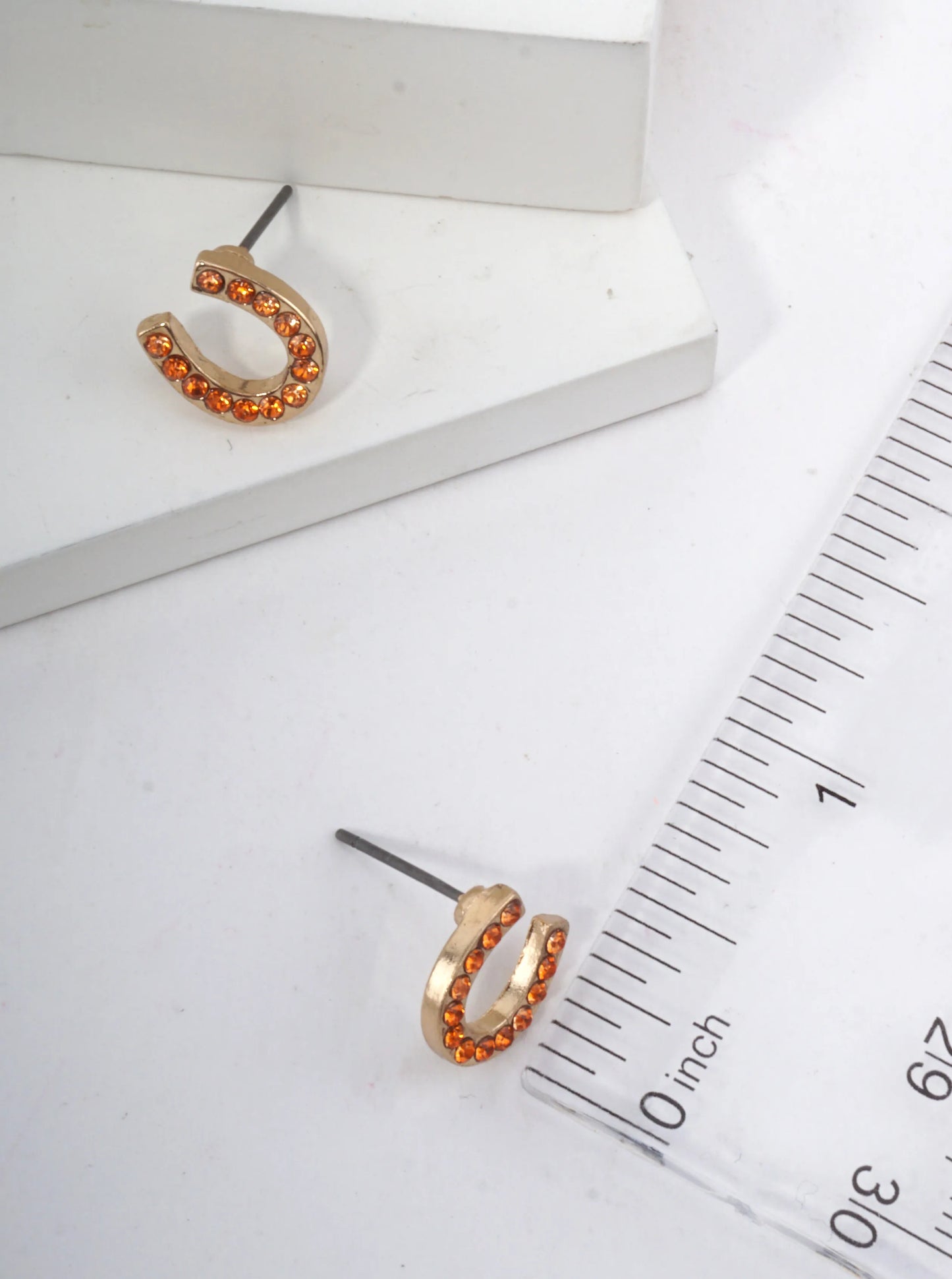 Horseshoe Crystal Pave Stud Earrings