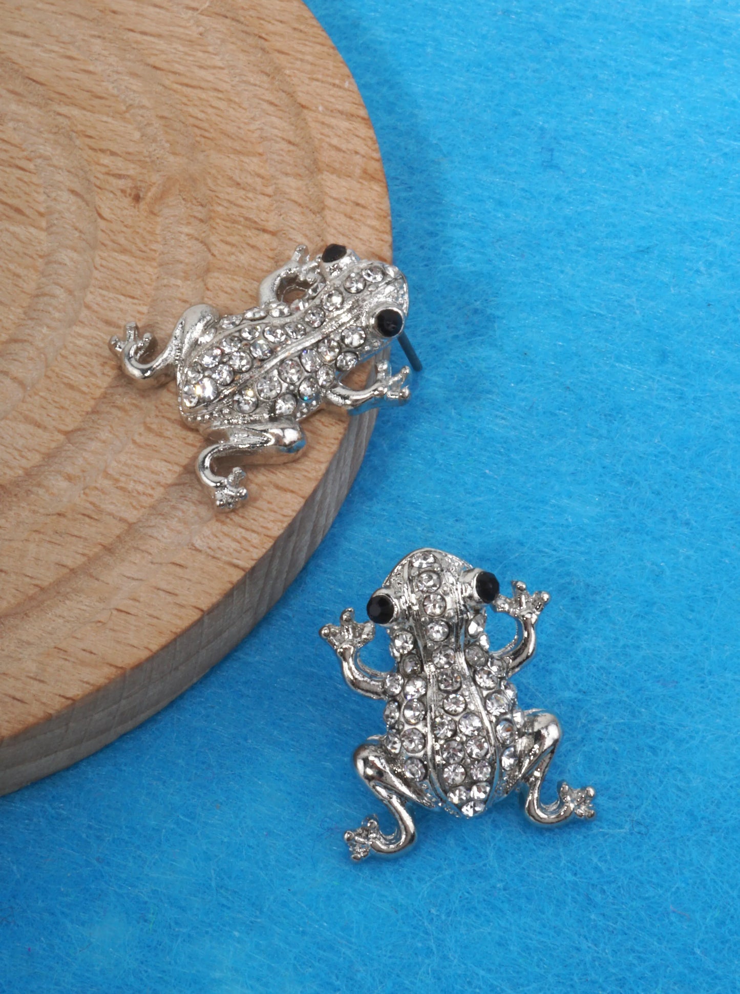Crystal Frog Pave Stud Earrings