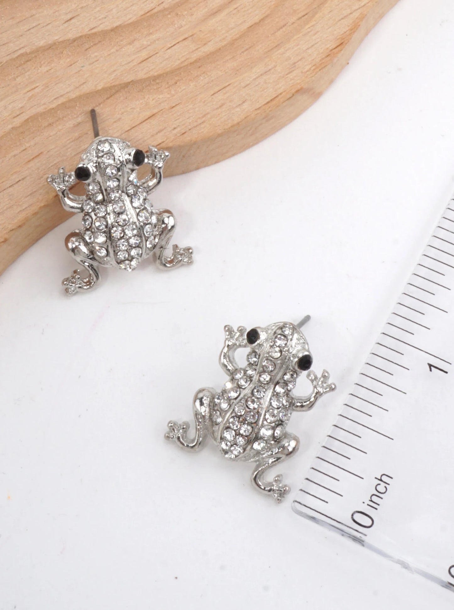 Crystal Frog Pave Stud Earrings