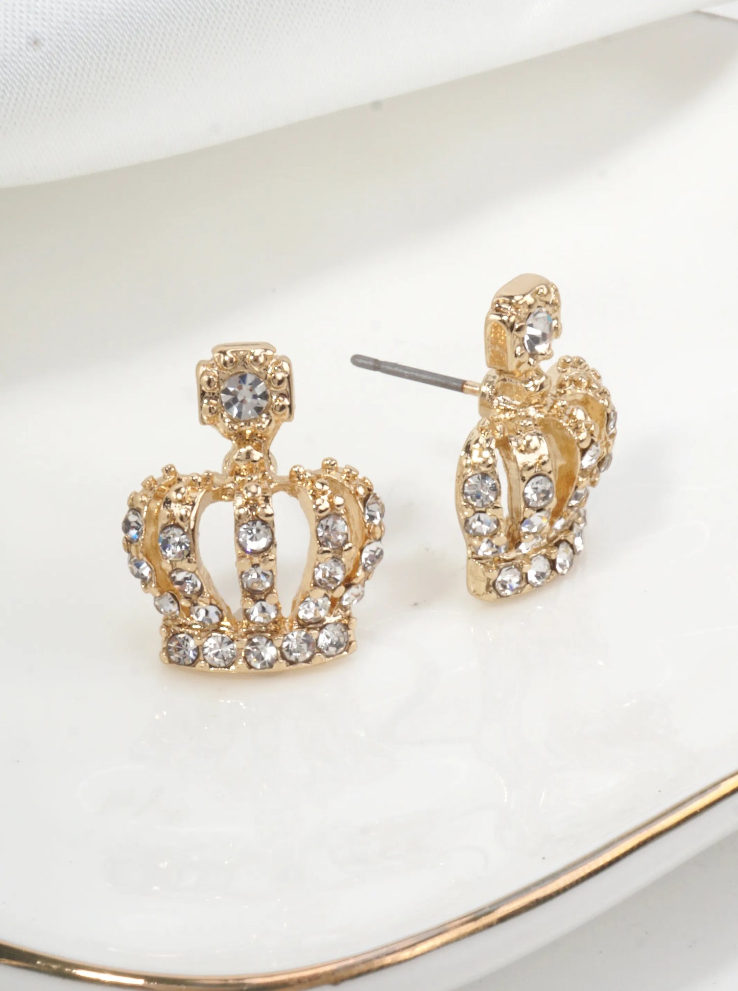 Crown Pave Crystal Stud Earrings