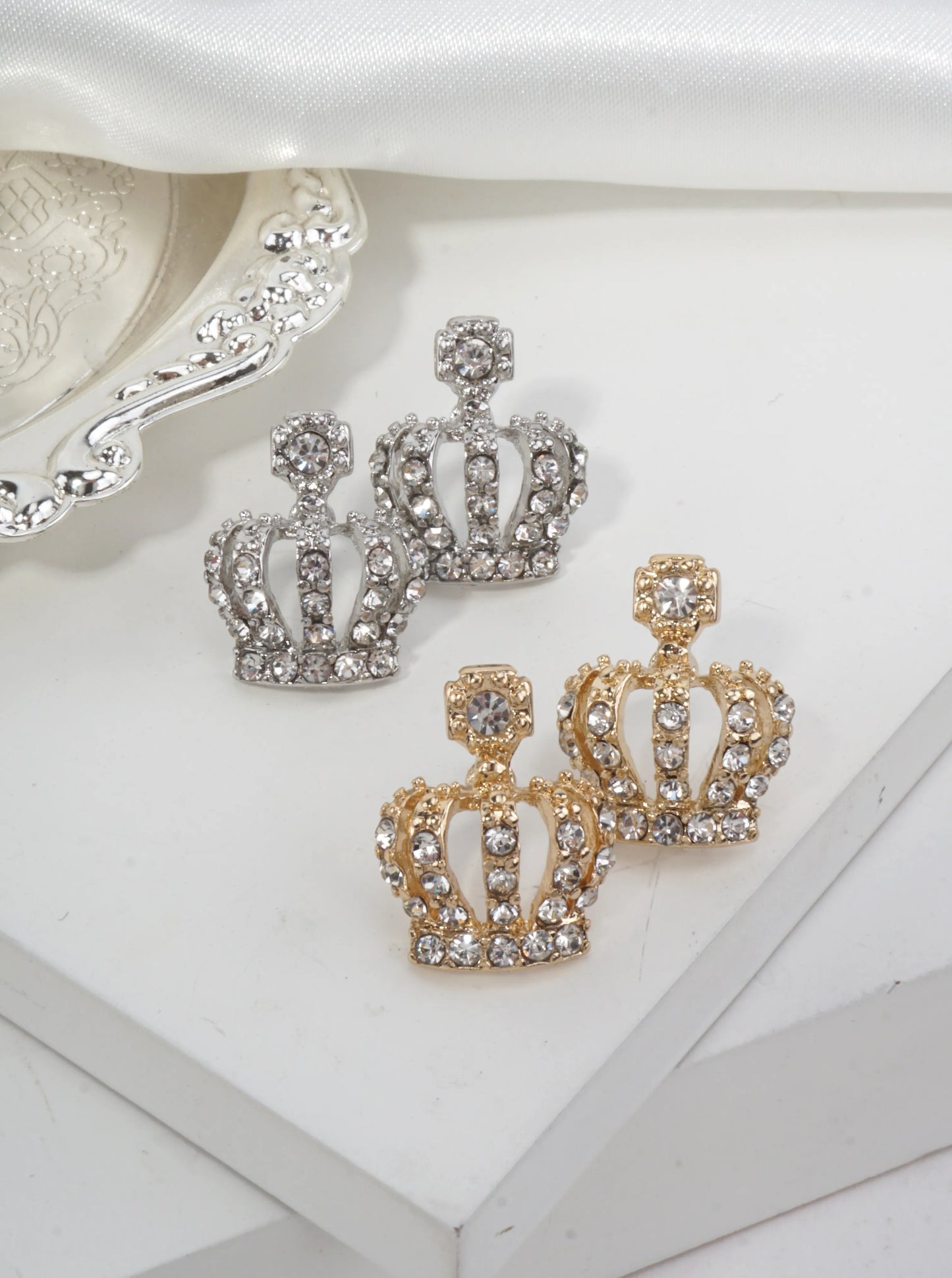 Crown Pave Crystal Stud Earrings