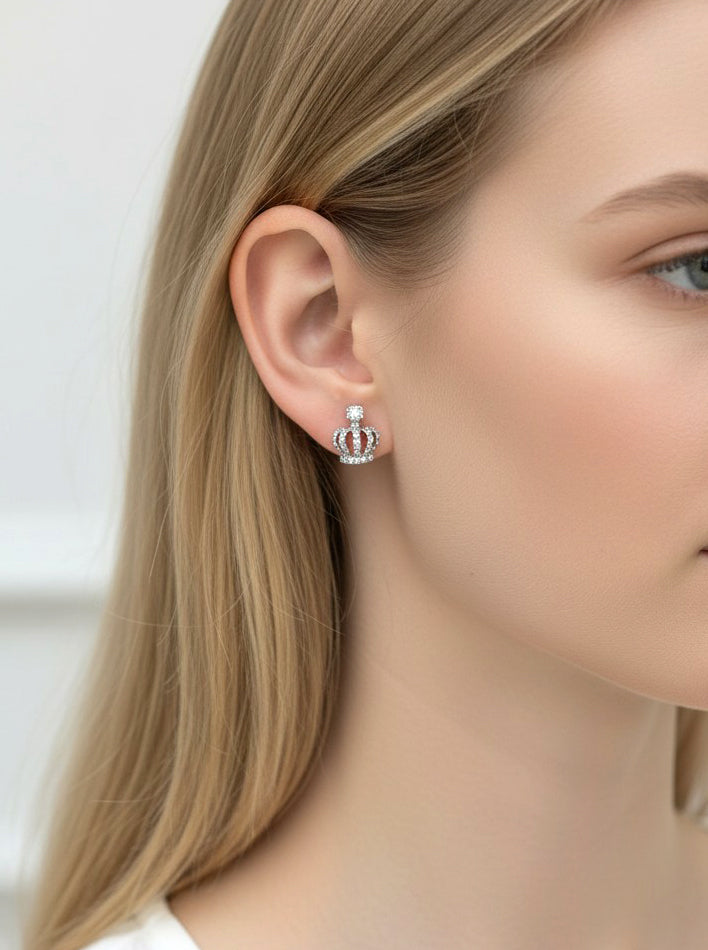 Crown Pave Crystal Stud Earrings