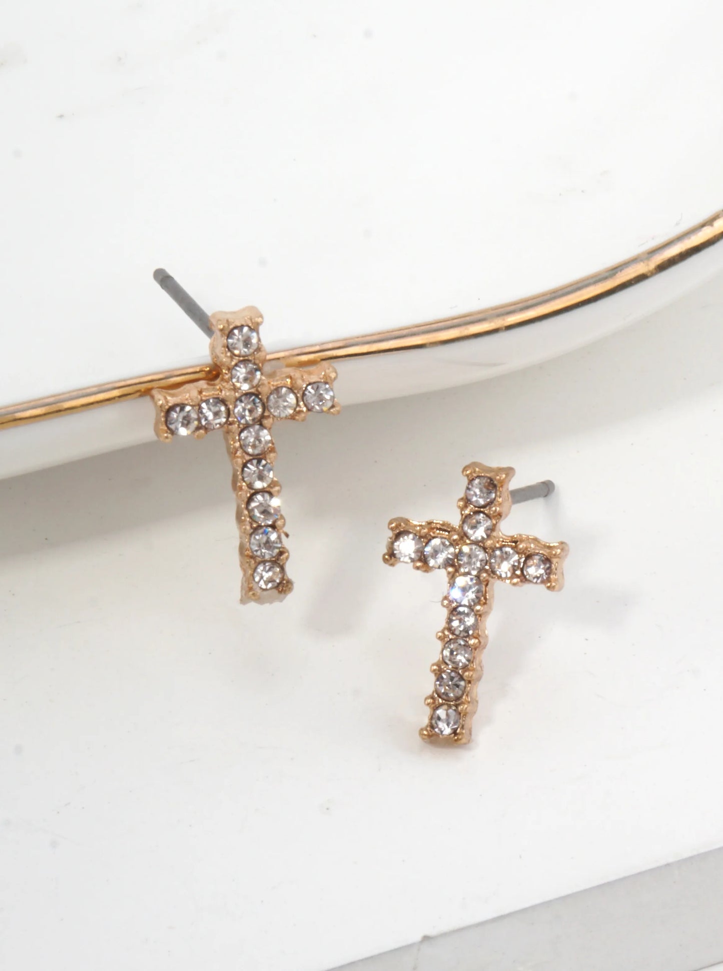 Cross Pavé Crystal Stud Earrings