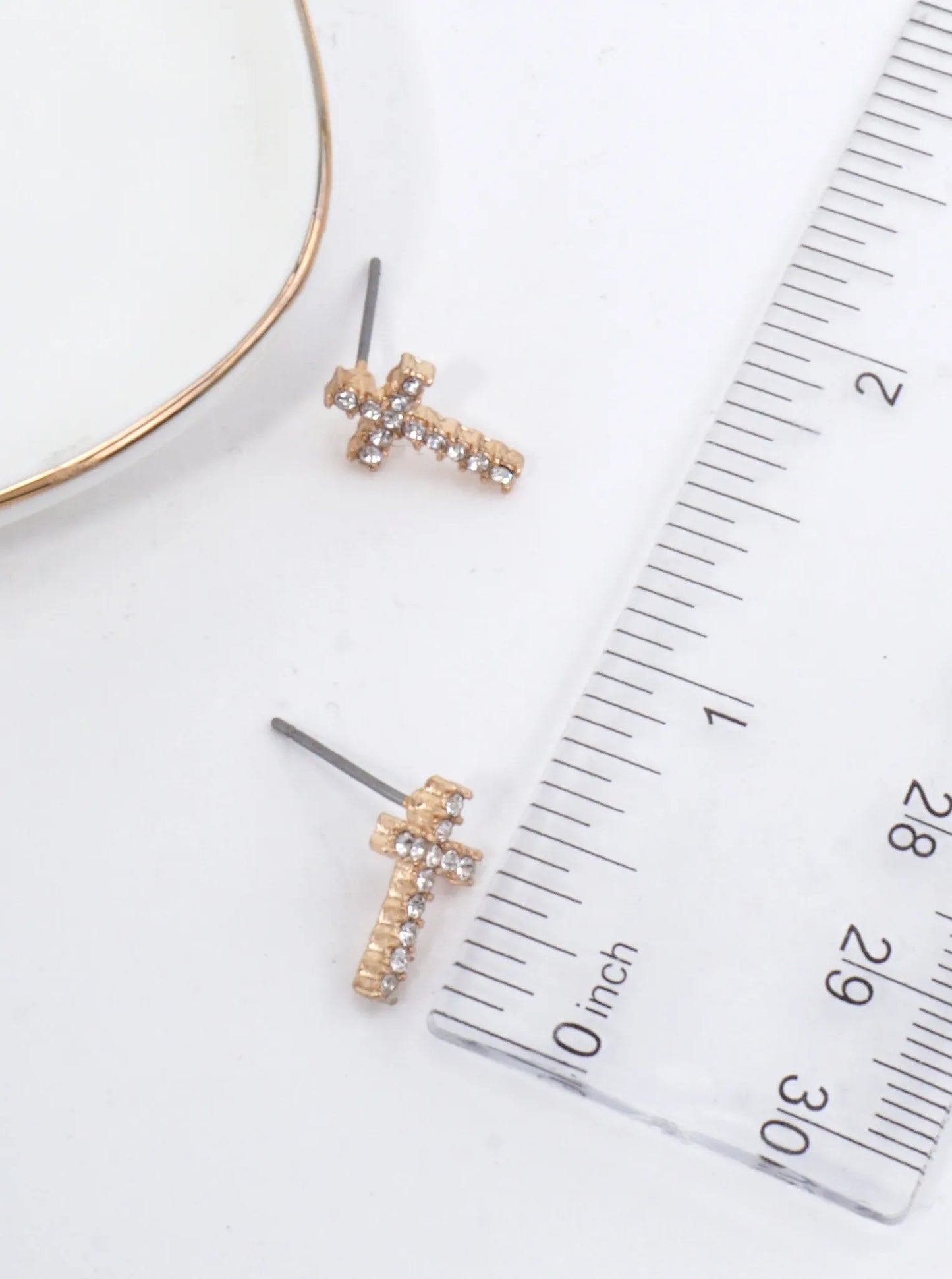 Cross Pavé Crystal Stud Earrings
