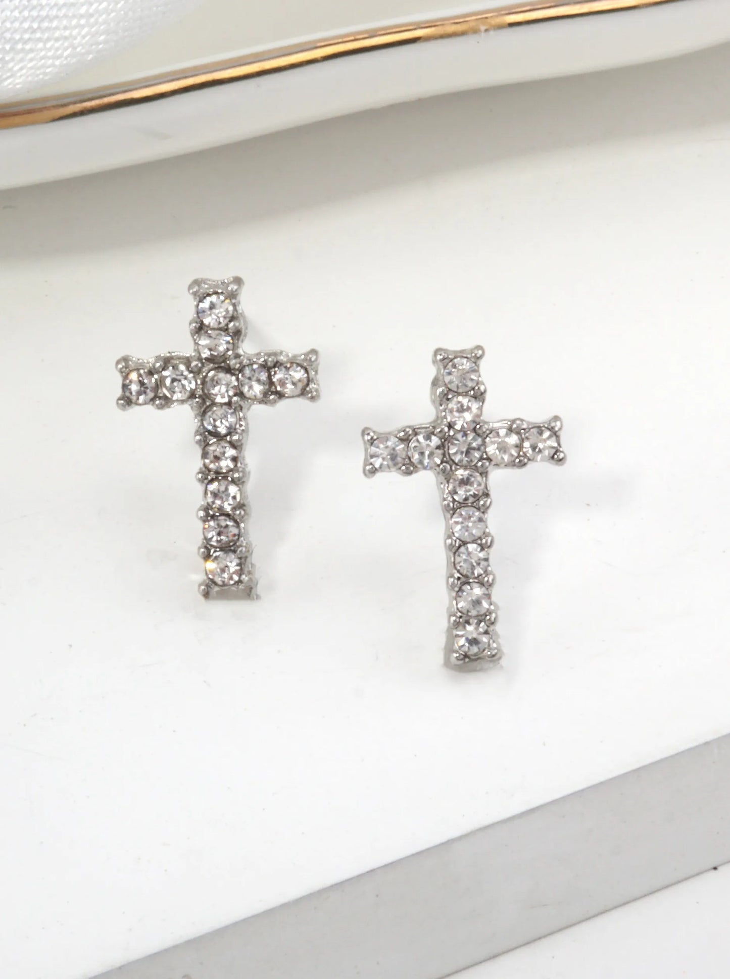 Cross Pavé Crystal Stud Earrings
