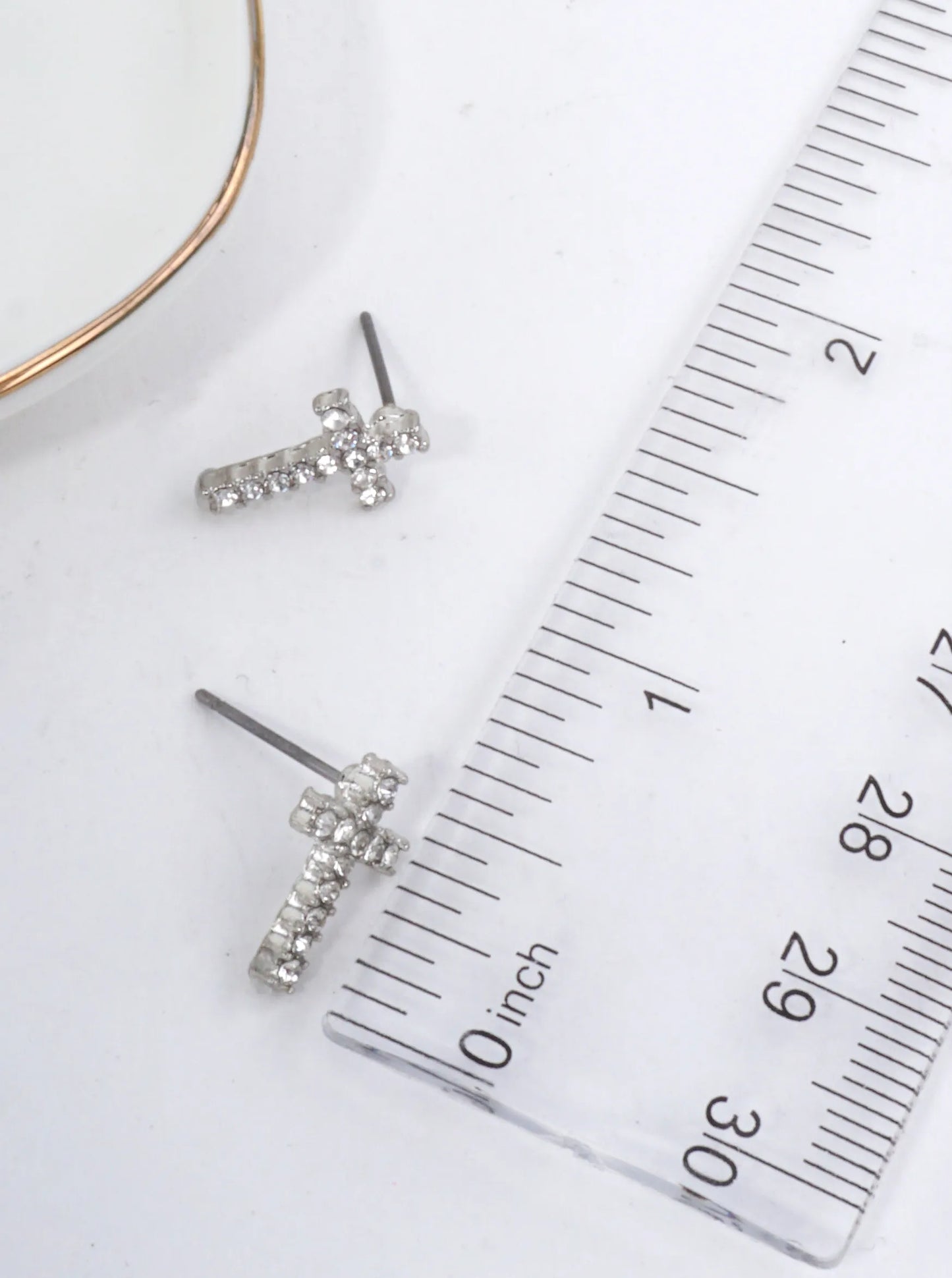 Cross Pavé Crystal Stud Earrings