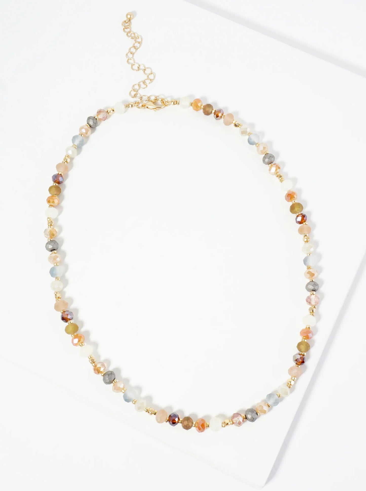Earth-Toned Glass Bead 18 Inch Necklace