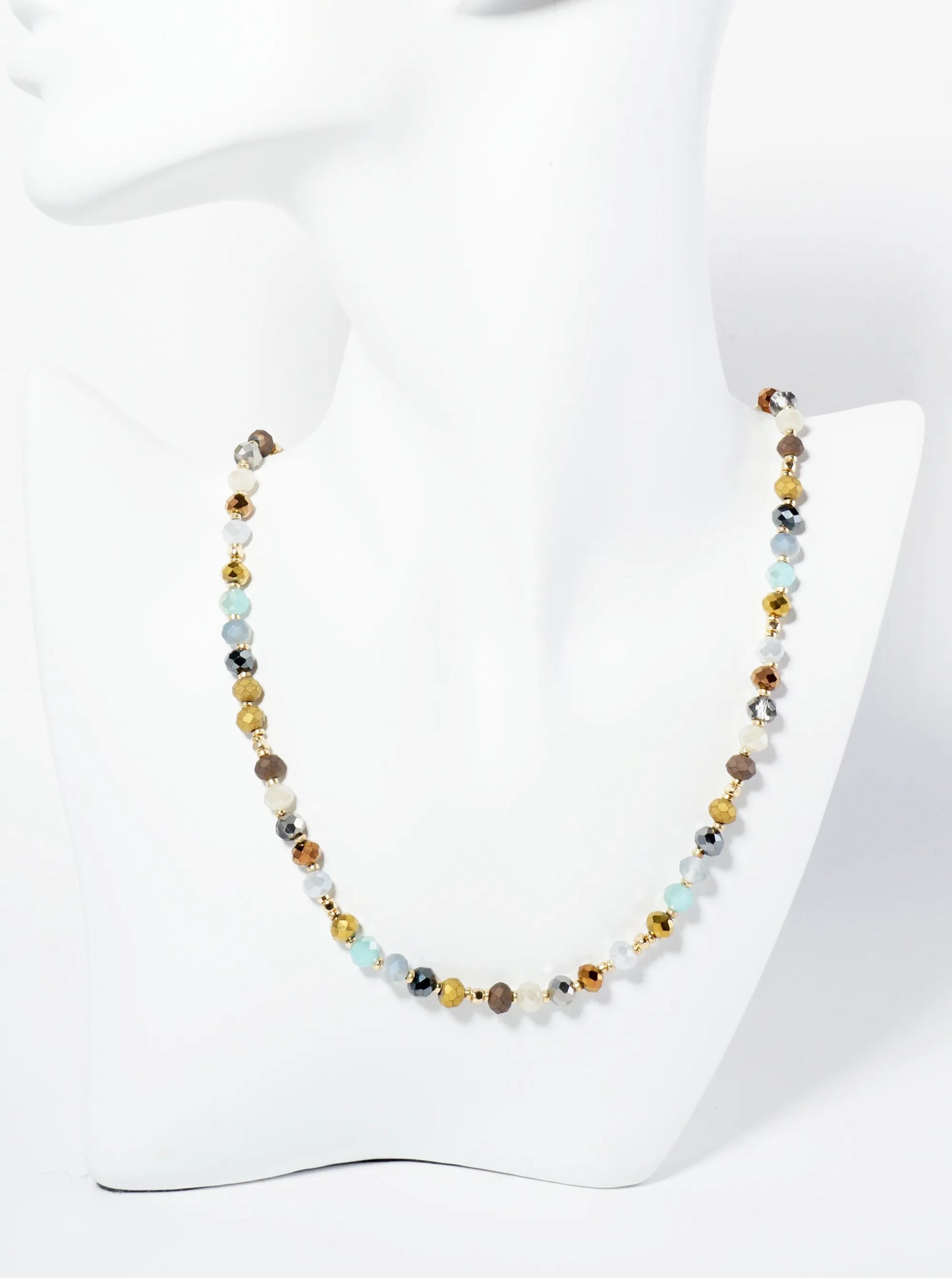 Earth-Toned Glass Bead 18 Inch Necklace