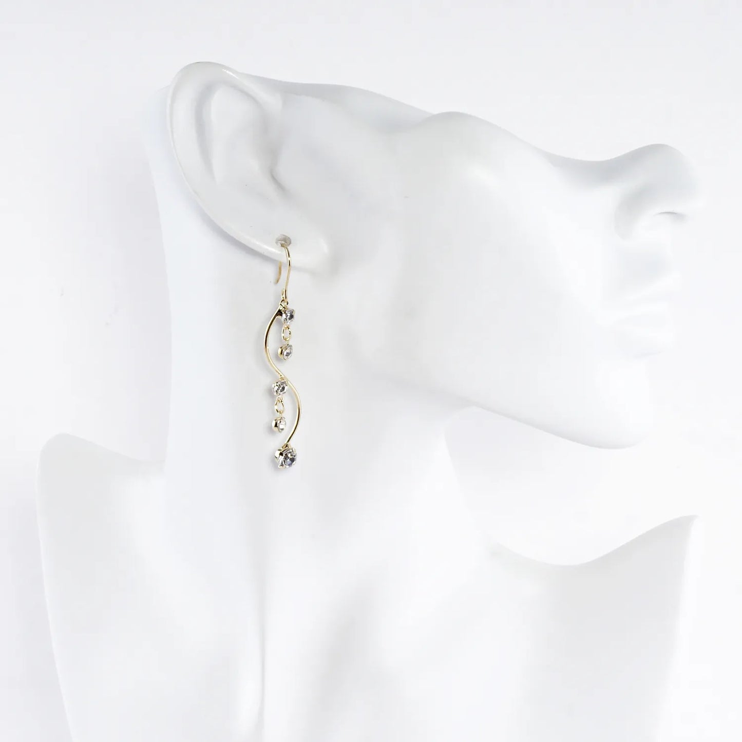 Elegant Curve Earrings With Crystal Accents