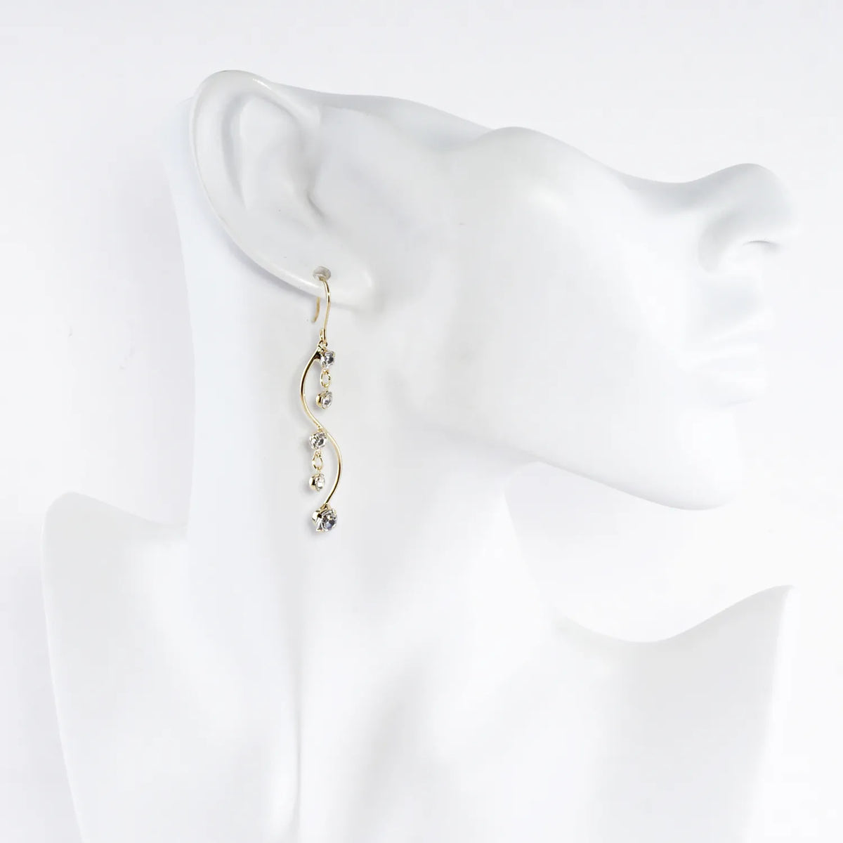 Elegant Curve Earrings With Crystal Accents