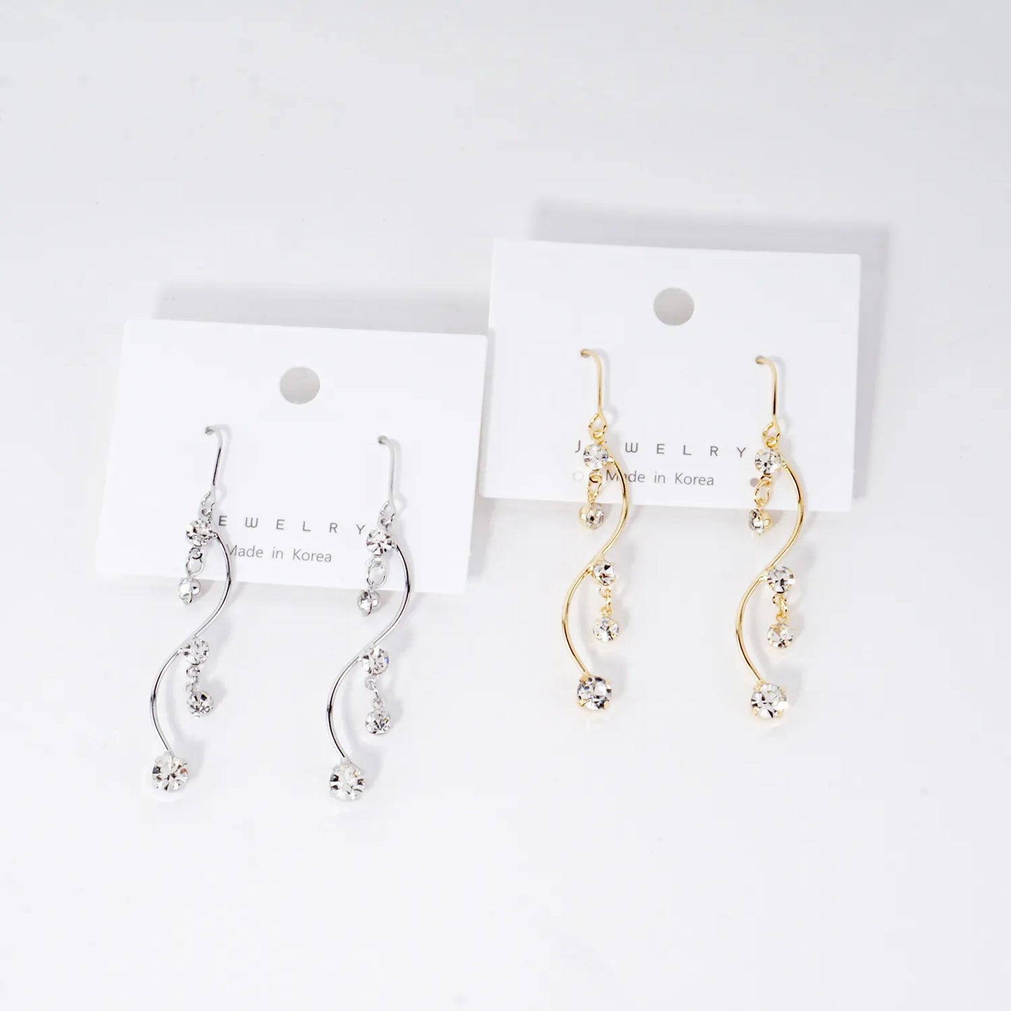 Elegant Curve Earrings With Crystal Accents