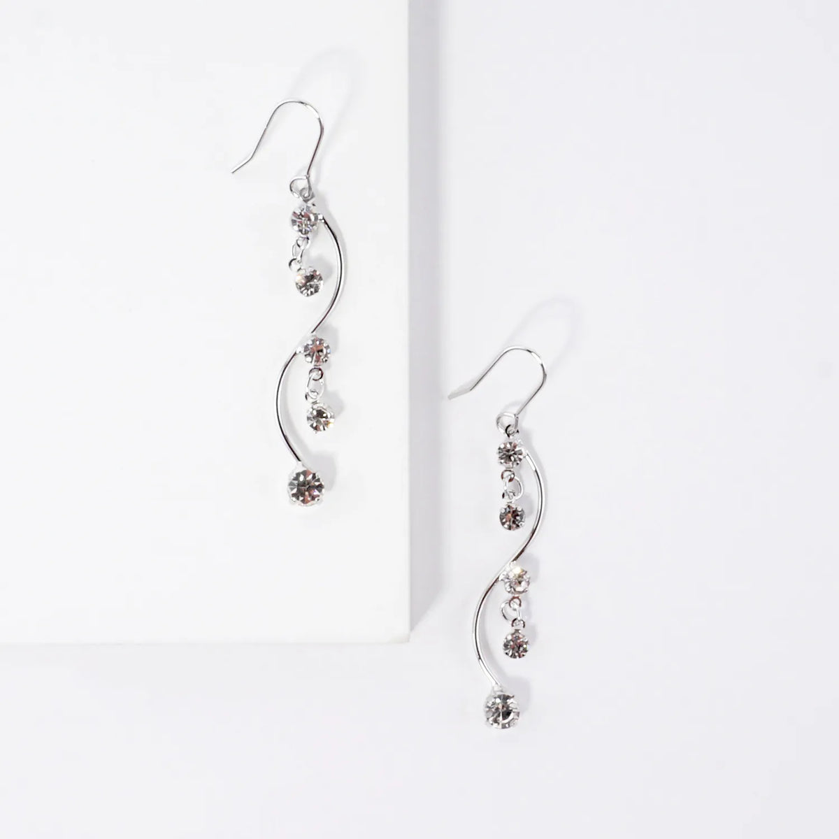 Elegant Curve Earrings With Crystal Accents