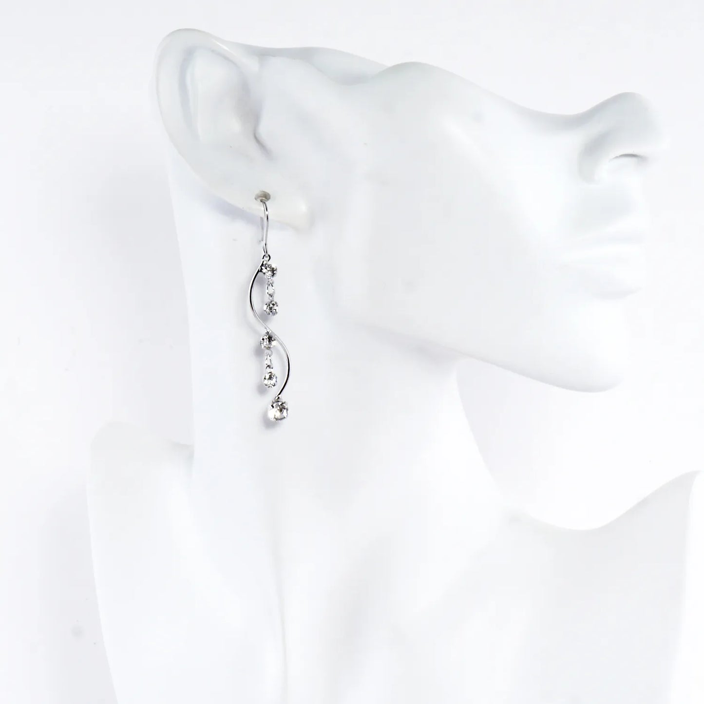 Elegant Curve Earrings With Crystal Accents