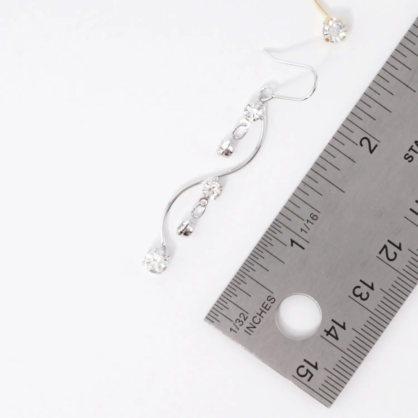 Elegant Curve Earrings With Crystal Accents