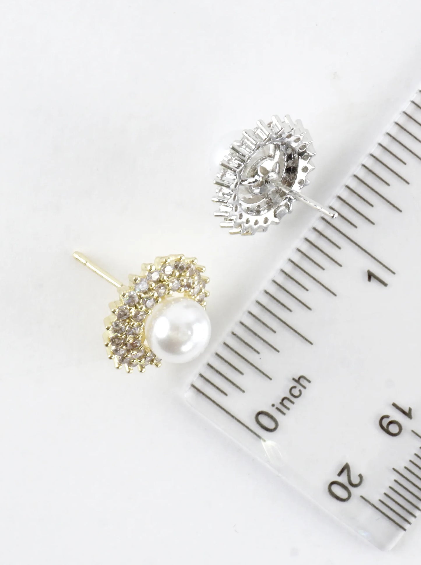 Elegant Pearl Halo Pave Stud Earrings