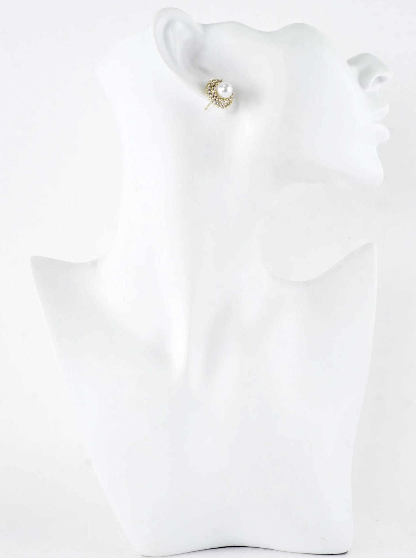 Elegant Pearl Halo Pave Stud Earrings