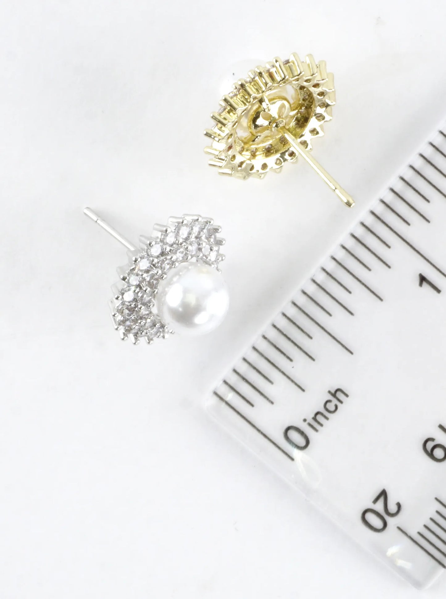 Elegant Pearl Halo Pave Stud Earrings
