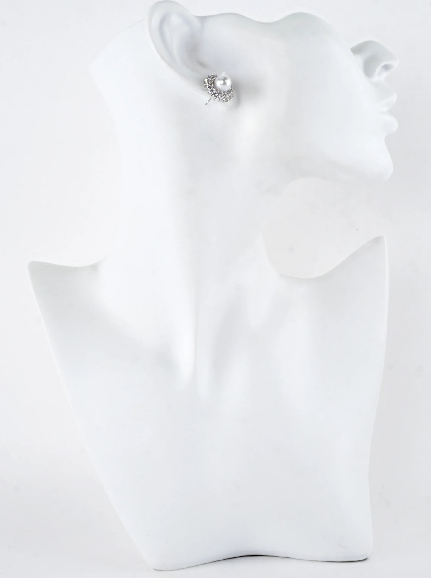 Elegant Pearl Halo Pave Stud Earrings