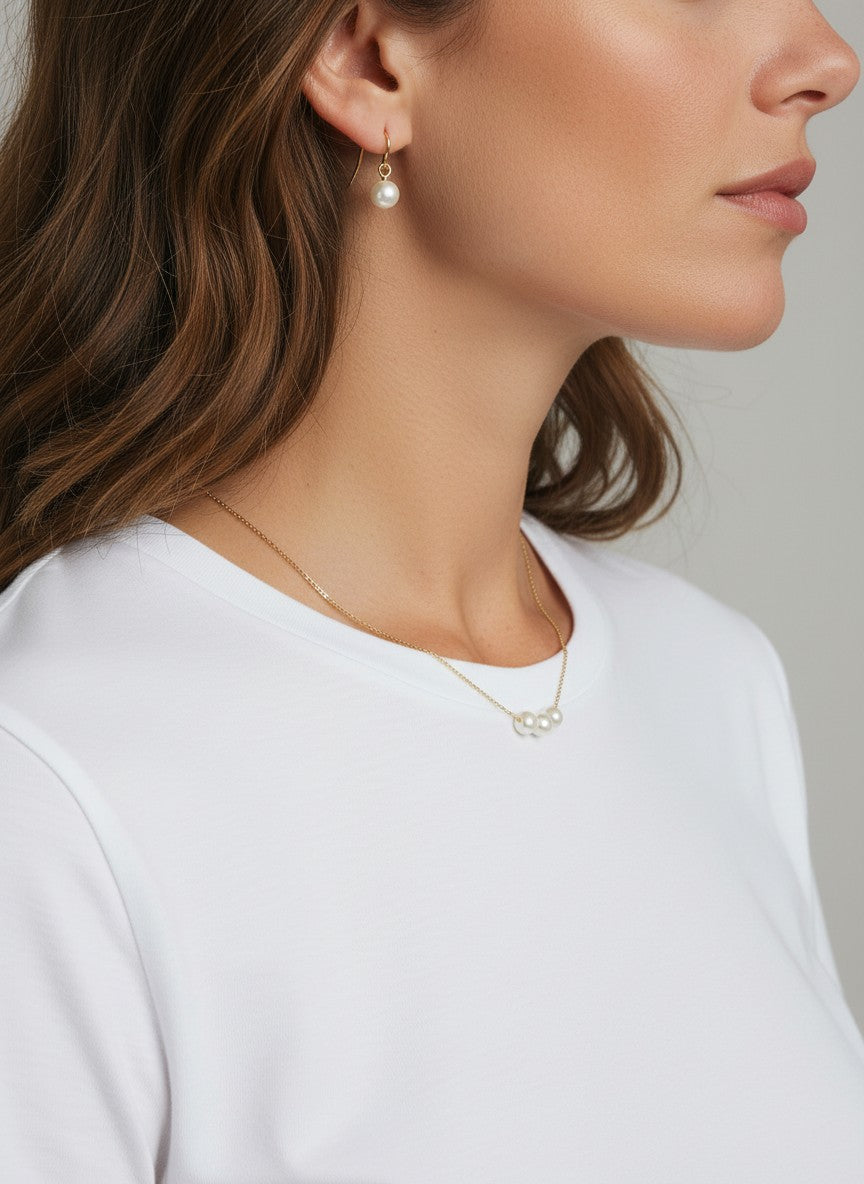 Elegant Pearl Trio Pendant Necklace