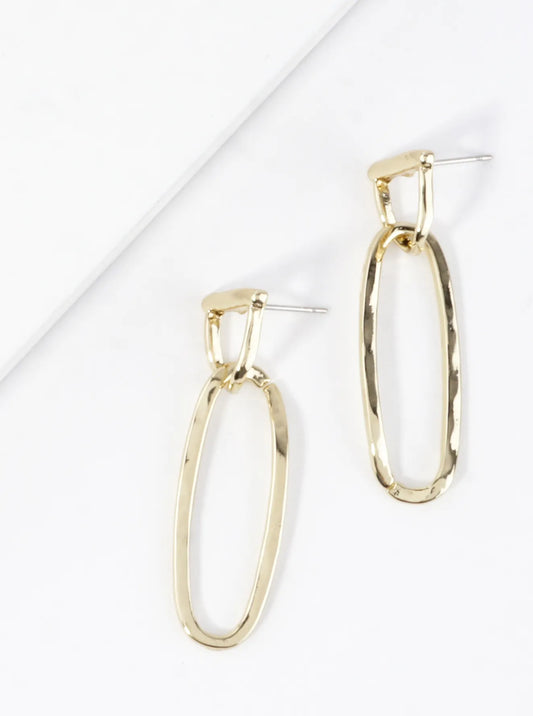 Elongated Oval Drop Dangle Earrings