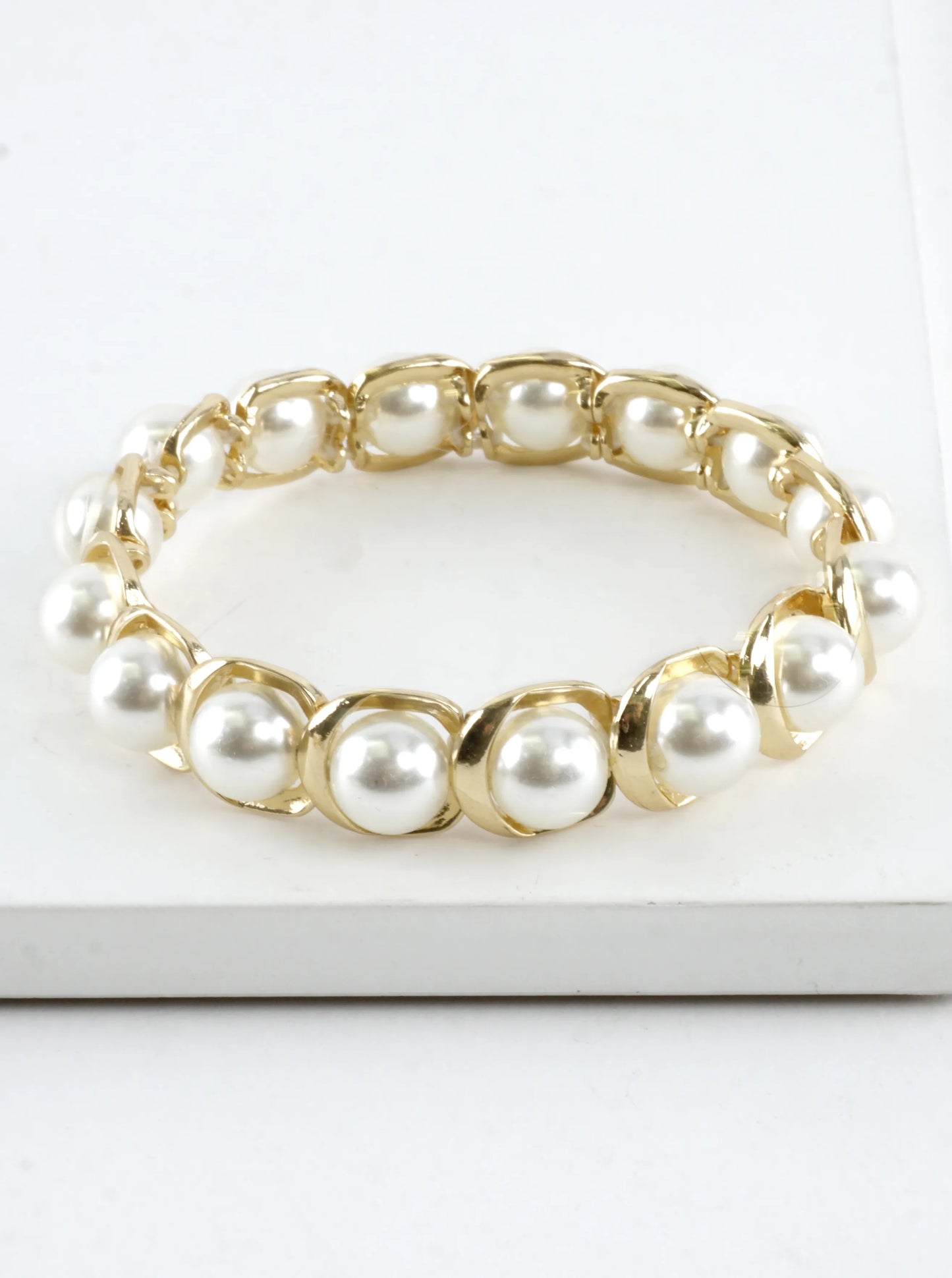 Embedded Pearls Stretch Bracelet