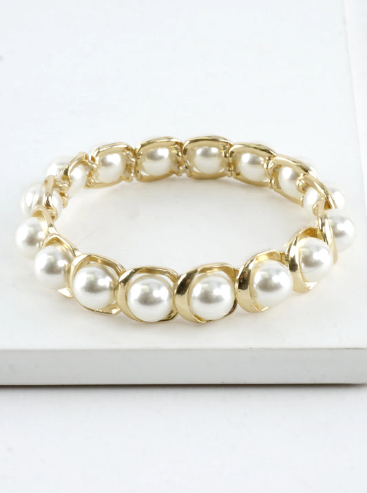 Embedded Pearls Stretch Bracelet