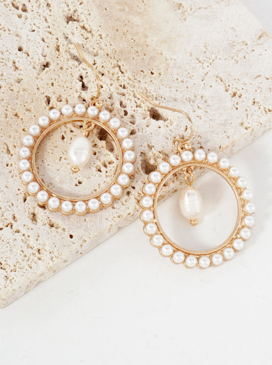Embedded Pearls And Drop Pearl Dangle Earrings