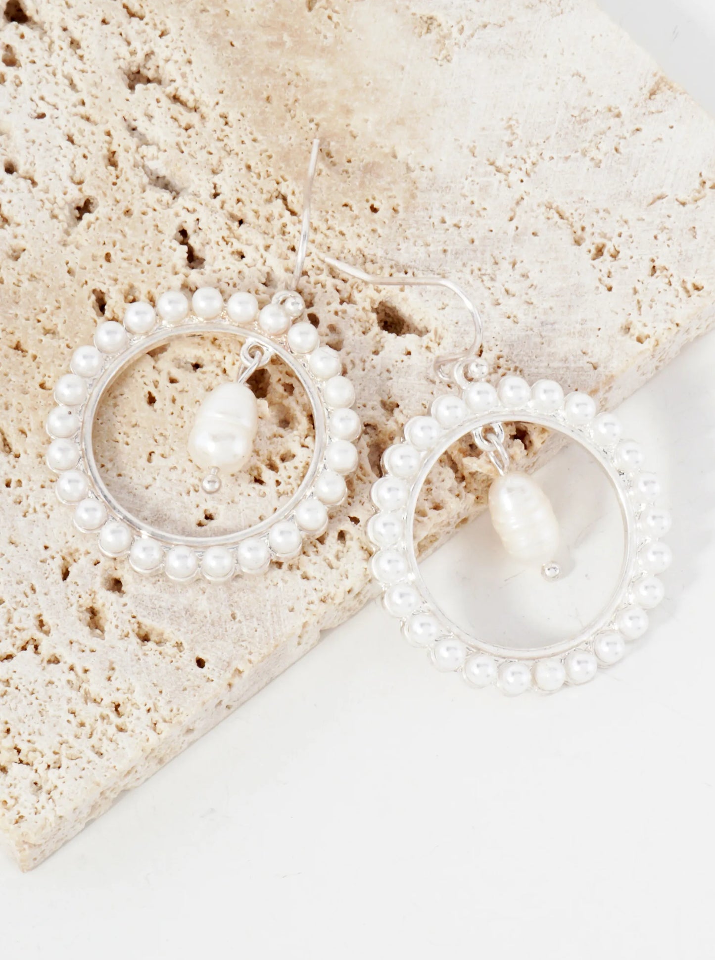 Embedded Pearls And Drop Pearl Dangle Earrings