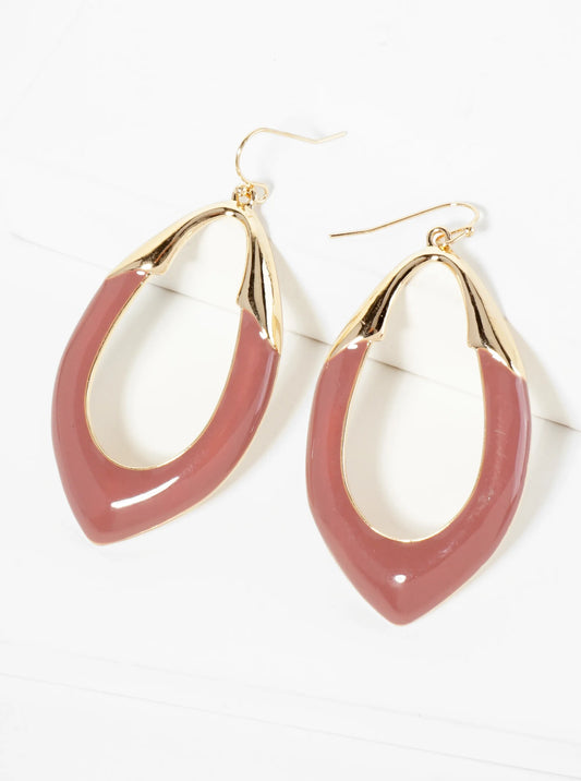Enamel Accent Marquise Shape Dangle Earrings