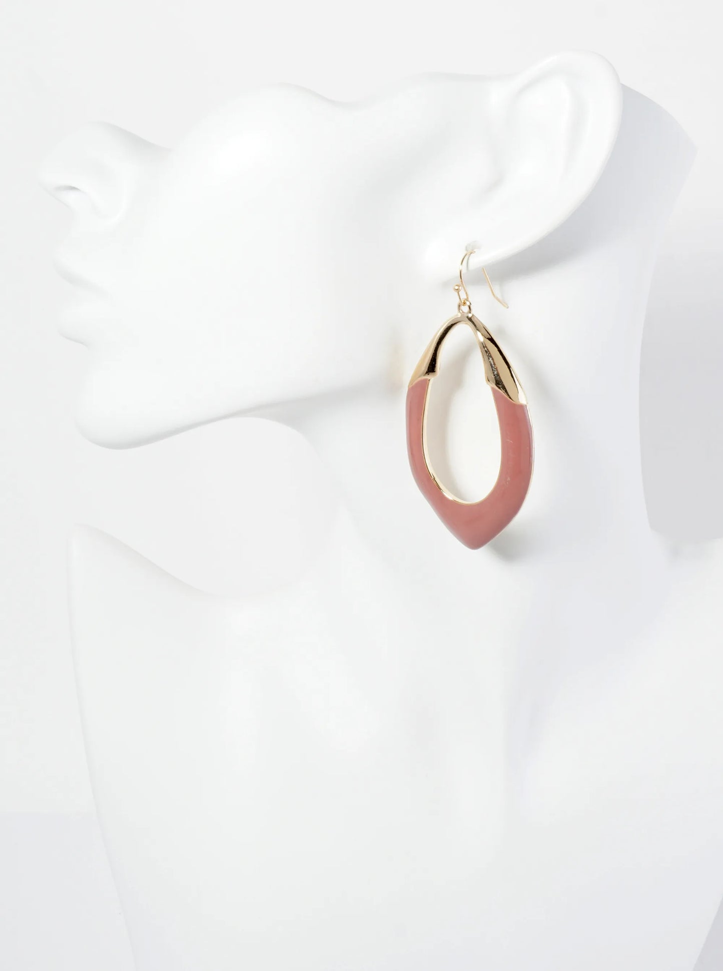 Enamel Accent Marquise Shape Dangle Earrings
