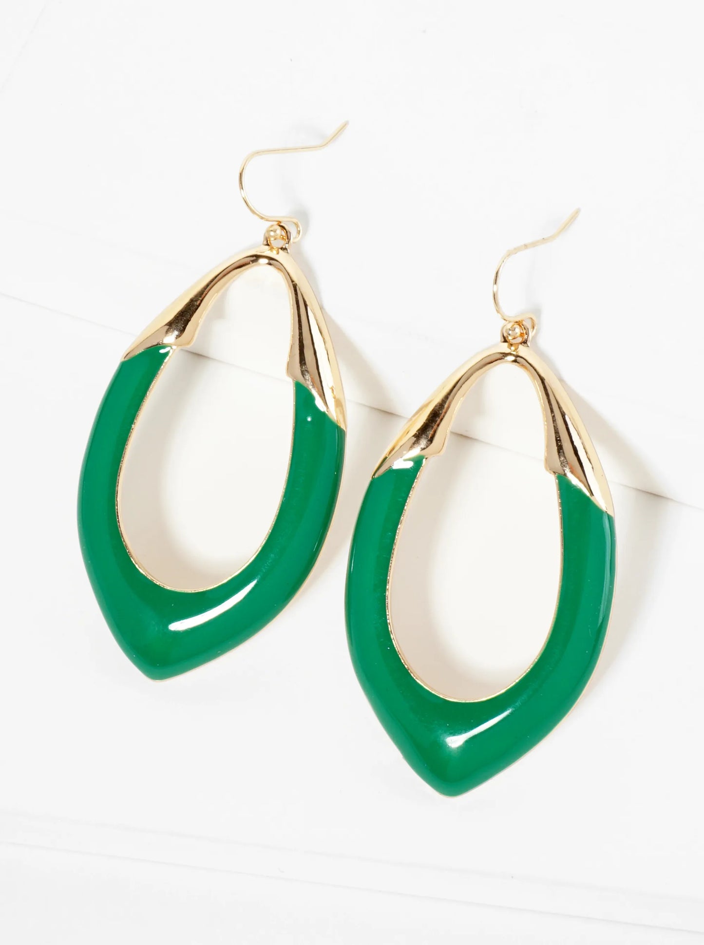 Enamel Accent Marquise Shape Dangle Earrings