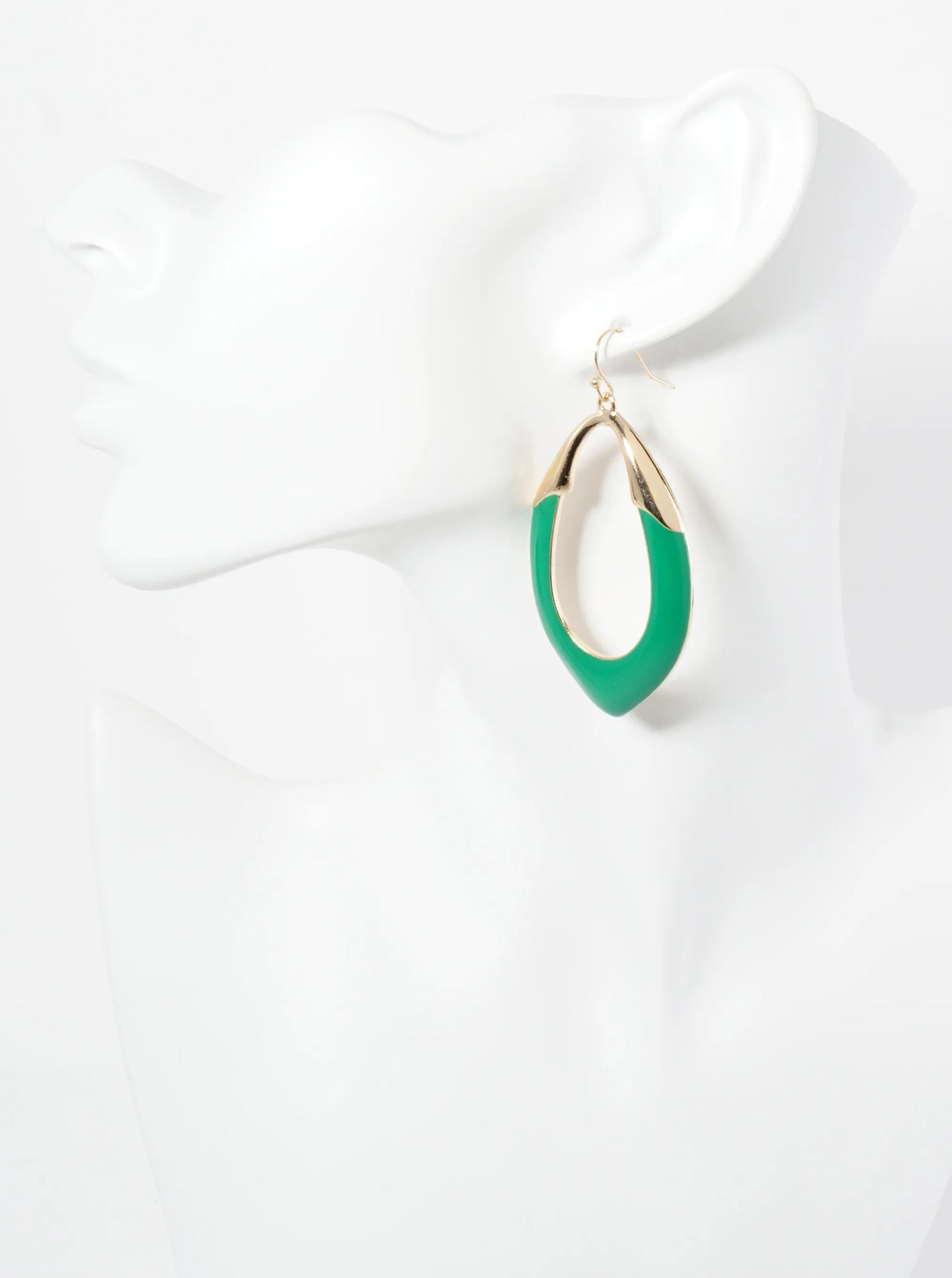 Enamel Accent Marquise Shape Dangle Earrings