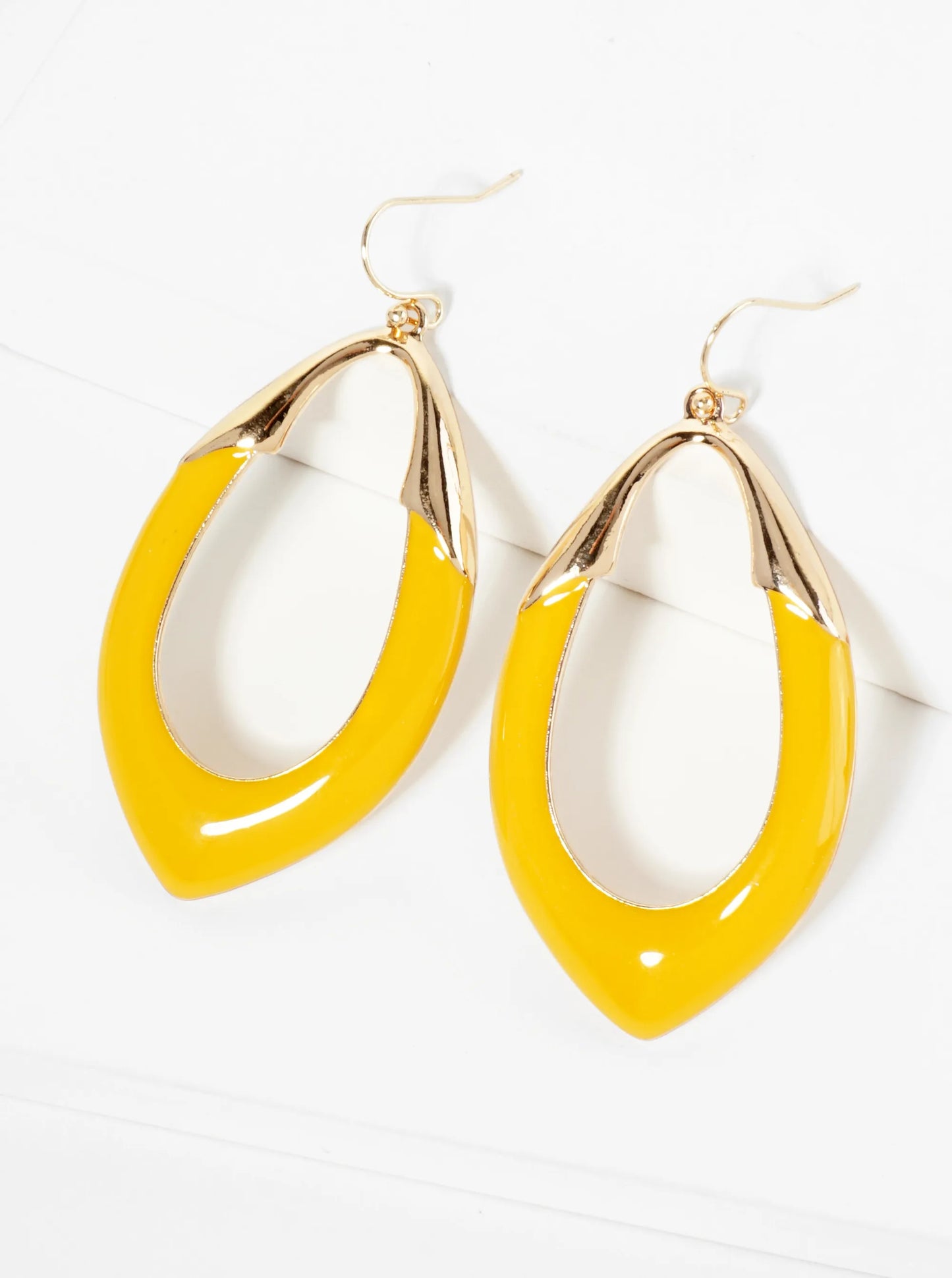 Enamel Accent Marquise Shape Dangle Earrings