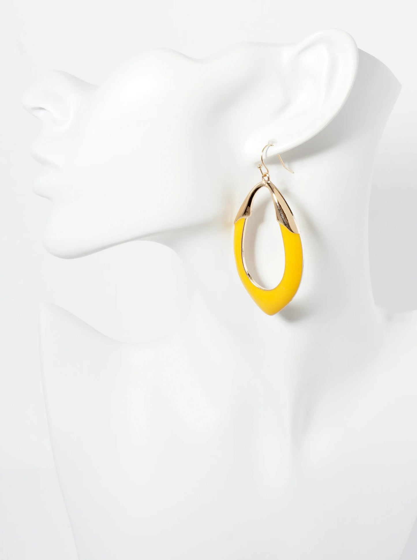 Enamel Accent Marquise Shape Dangle Earrings