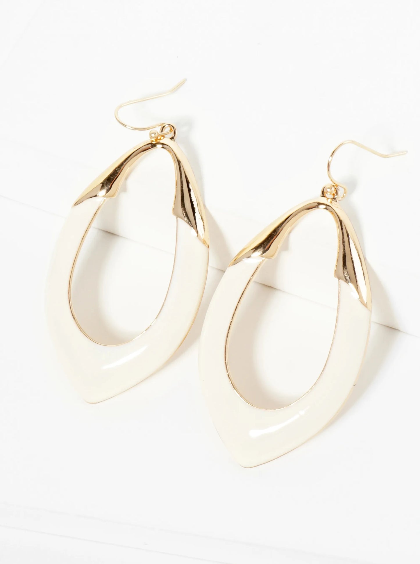 Enamel Accent Marquise Shape Dangle Earrings
